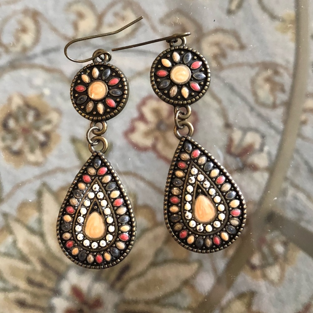 Red/grey earrings